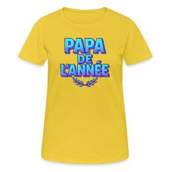 Papa de l'année - Fête des Pères - Cadeau - T-shirt respirant Femme - jaune soleil - Devant - AI Model Female 172 dark (172cm)
