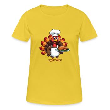 Thanksgiving Truthahn Koch Thanksgiving - Frauen T-Shirt atmungsaktiv - Sonnengelb - Vorne - AI Model Female 172 dark (172cm)
