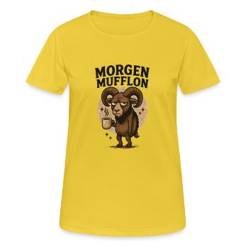 Funny Morning Mouflon Morning Grouch Coffee - Women's Breathable T-Shirt - sunshine - Front - AI Model Female 172 dark (172cm)