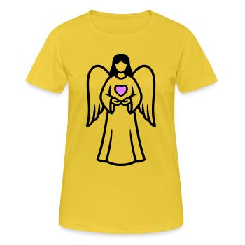Angel-Couple-with-Heart-Pictogram-3 - Women's Breathable T-Shirt - sunshine - Front - AI Model Female 172 dark (172cm)