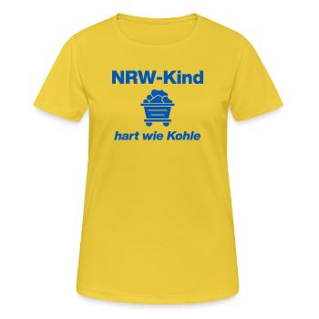 ENFANT NRW : DUR COMME DU CHARBON ! GLÜCK AUF, NRW, RUHR - T-shirt respirant Femme - jaune soleil - Devant - AI Model Female 172 dark (172cm)