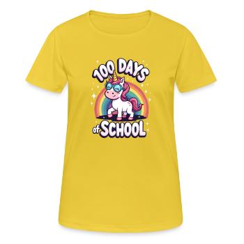 100e jour d’école 100 jour d’école des enfants - T-shirt respirant Femme - jaune soleil - Devant - AI Model Female 172 dark (172cm)