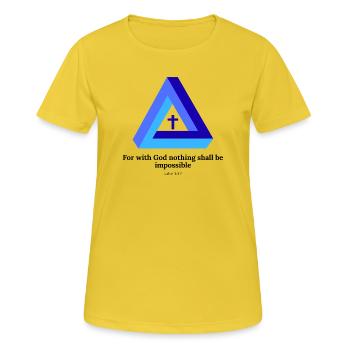 For with God nothing shall be impossible. Luke1:37 - Frauen T-Shirt atmungsaktiv - Sonnengelb - Vorne - AI Model Female 172 dark (172cm)