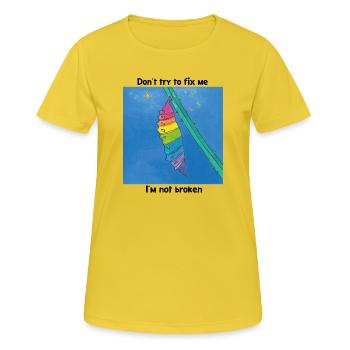 Gut so, wie ich bin!  - Frauen T-Shirt atmungsaktiv - Sonnengelb - Vorne - AI Model Female 172 dark (172cm)