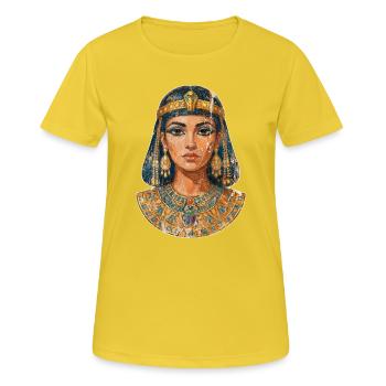 Kleopatra – Königin von Ägypten (Fresko) - Frauen T-Shirt atmungsaktiv - Sonnengelb - Vorne - AI Model Female 172 dark (172cm)