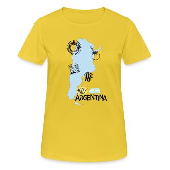 100% Argentina - Frauen T-Shirt atmungsaktiv - Sonnengelb - Vorne - AI Model Female 172 dark (172cm)