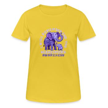 Je me souviens pour vous – l’éducation à Alzheimer - T-shirt respirant Femme - jaune soleil - Devant - AI Model Female 172 dark (172cm)