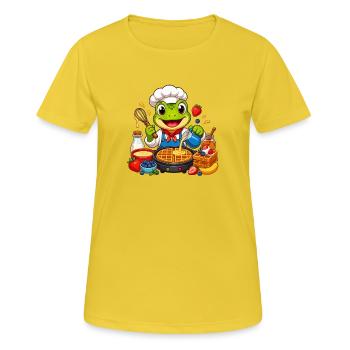 Cuisson de grenouilles au four de gaufres - T-shirt respirant Femme - jaune soleil - Devant - AI Model Female 172 dark (172cm)
