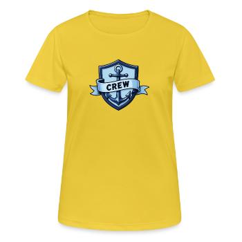 Crew Emblem Anker Schild - Frauen T-Shirt atmungsaktiv - Sonnengelb - Vorne - AI Model Female 172 dark (172cm)
