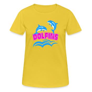Logo du dauphin - T-shirt respirant Femme - jaune soleil - Devant - AI Model Female 172 dark (172cm)