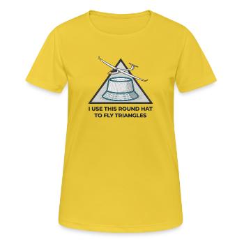 Triangles de mouches à chapeau rond V3 - T-shirt respirant Femme - jaune soleil - Devant - AI Model Female 172 dark (172cm)