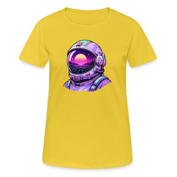 Néon Retro Astronaute Coucher - T-shirt respirant Femme - jaune soleil - Devant - AI Model Female 172 dark (172cm)
