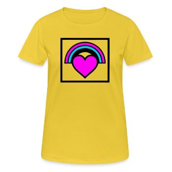 Graphique de cadre en forme de cœur arc-en-ciel - T-shirt respirant Femme - jaune soleil - Devant - AI Model Female 172 dark (172cm)