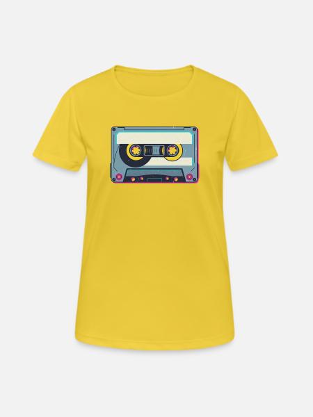 Retro Kassette - Frauen T-Shirt atmungsaktiv - Sonnengelb