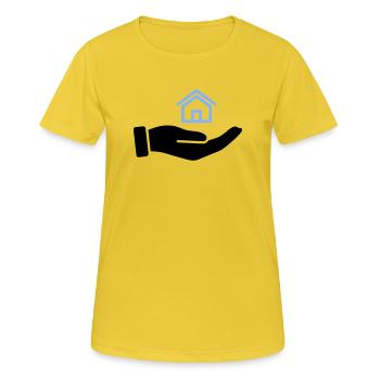 Hand holding house property - Women's Breathable T-Shirt - sunshine - Front - AI Model Female 172 dark (172cm)