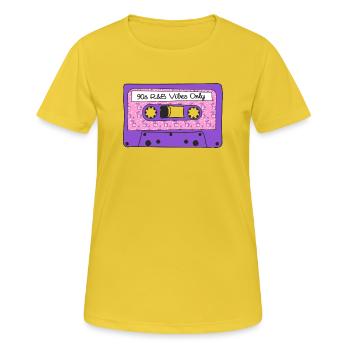 90er Jahre R&B Vibes nur Band Kassette Memphis Grafik - Frauen T-Shirt atmungsaktiv - Sonnengelb - Vorne - AI Model Female 172 dark (172cm)