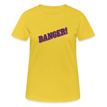 Banger! - Viraler Internetkultur-Humor - Frauen T-Shirt atmungsaktiv - Sonnengelb - Vorne - AI Model Female 172 dark (172cm)