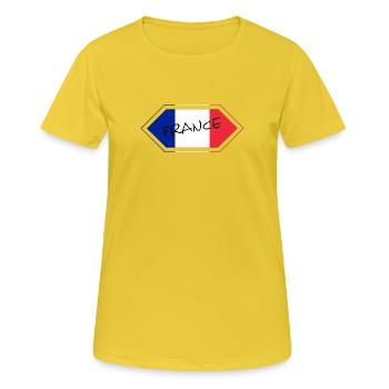 Französische Flagge Handschrift - Frauen T-Shirt atmungsaktiv - Sonnengelb - Vorne - AI Model Female 172 dark (172cm)