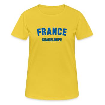 Guadeloupe France - Frauen T-Shirt atmungsaktiv - Sonnengelb - Vorne - AI Model Female 172 dark (172cm)