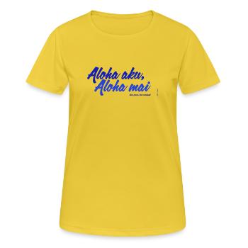 Aloha aku, aloha mai - Frauen T-Shirt atmungsaktiv - Sonnengelb - Vorne - AI Model Female 172 dark (172cm)