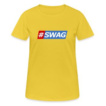 SWAG Bloc Couleurs Hashtag - T-shirt respirant Femme - jaune soleil - Devant - AI Model Female 172 dark (172cm)
