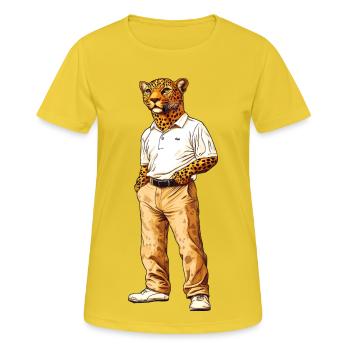 Leopard Fan - Frauen T-Shirt atmungsaktiv - Sonnengelb - Vorne - AI Model Female 172 dark (172cm)