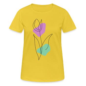 Lineart Tulip with Pastel Shapes - Women's Breathable T-Shirt - sunshine - Front - AI Model Female 172 dark (172cm)