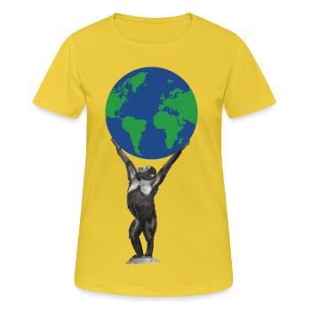 Monkey Earth Globe Ape Love Chimpanzee - Women's Breathable T-Shirt - sunshine - Front - AI Model Female 172 dark (172cm)