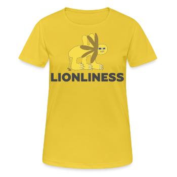 LIONLINESS - Nur Löwe Außenseiterkunst - Frauen T-Shirt atmungsaktiv - Sonnengelb - Vorne - AI Model Female 172 dark (172cm)