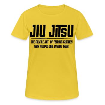 Jiu Jitsu - l’art doux de plier des vêtements, - T-shirt respirant Femme - jaune soleil - Devant - AI Model Female 172 dark (172cm)