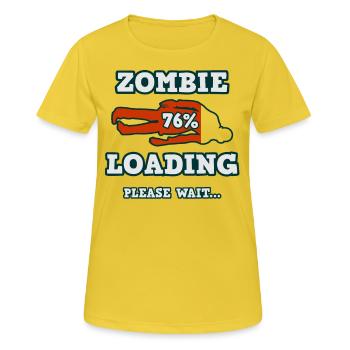 Zombie wird geladen - Bitte warten... - Frauen T-Shirt atmungsaktiv - Sonnengelb - Vorne - AI Model Female 172 dark (172cm)
