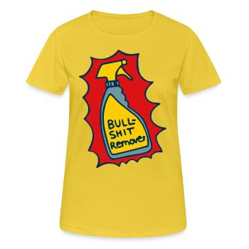 Reiniger, Bullshit Entferner - Frauen T-Shirt atmungsaktiv - Sonnengelb - Vorne - AI Model Female 172 dark (172cm)