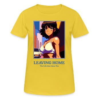 City escape - quitter la maison Anime Girl - T-shirt respirant Femme - jaune soleil - Devant - AI Model Female 172 dark (172cm)