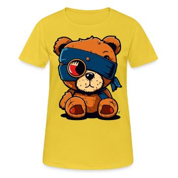 Augenklappe süßer Bär - Frauen T-Shirt atmungsaktiv - Sonnengelb - Vorne - AI Model Female 172 dark (172cm)