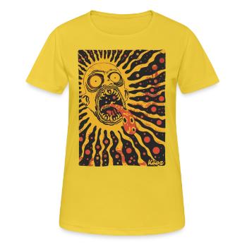 Crazy Psycho Horreur Soleil - T-shirt respirant Femme - jaune soleil - Devant - AI Model Female 172 dark (172cm)