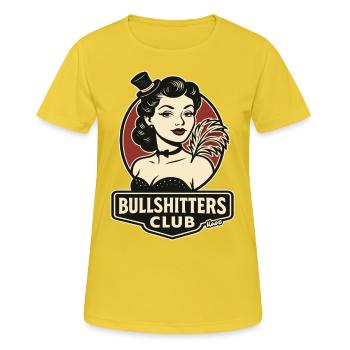Dame rétro avec plume et chapeau haut de forme - T-shirt respirant Femme - jaune soleil - Devant - AI Model Female 172 dark (172cm)