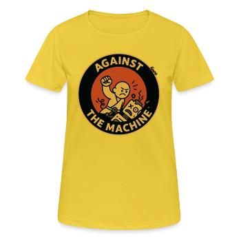 Mönch gegen die Maschine - Frauen T-Shirt atmungsaktiv - Sonnengelb - Vorne - AI Model Female 172 dark (172cm)