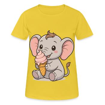 Eiszeit mit Elefant - Frauen T-Shirt atmungsaktiv - Sonnengelb - Vorne - AI Model Female 172 dark (172cm)