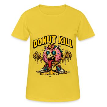 TUER LES BEIGNETS - T-shirt respirant Femme - jaune soleil - Devant - AI Model Female 172 dark (172cm)