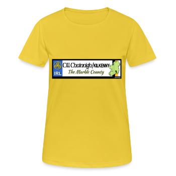 KILKENNY, IRELAND: licence plate tag style decal - Women's Breathable T-Shirt - sunshine - Front - AI Model Female 172 dark (172cm)