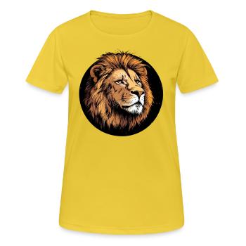 Majestätischer Löwenkopf - Frauen T-Shirt atmungsaktiv - Sonnengelb - Vorne - AI Model Female 172 dark (172cm)