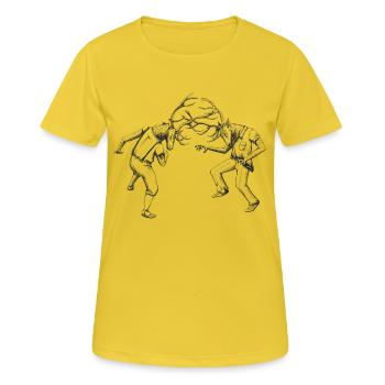 Furche - Frauen T-Shirt atmungsaktiv - Sonnengelb - Vorne - AI Model Female 172 dark (172cm)