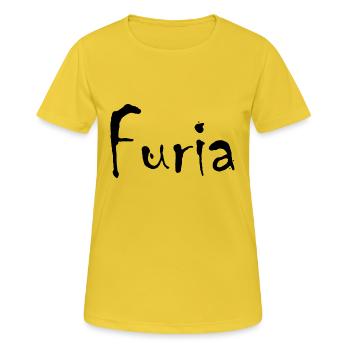 Wut - Frauen T-Shirt atmungsaktiv - Sonnengelb - Vorne - AI Model Female 172 dark (172cm)