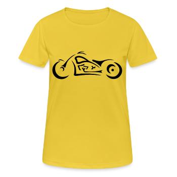 chopper moto - T-shirt respirant Femme - jaune soleil - Devant - AI Model Female 172 dark (172cm)