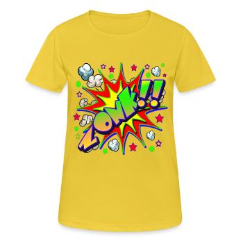 Comic ZONK - Frauen T-Shirt atmungsaktiv - Sonnengelb - Vorne - AI Model Female 172 dark (172cm)