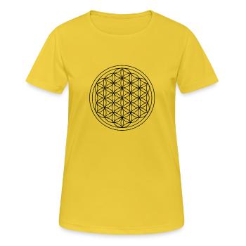 Lebensblume - Frauen T-Shirt atmungsaktiv - Sonnengelb - Vorne - AI Model Female 172 dark (172cm)