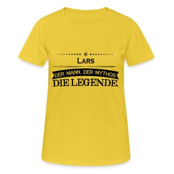 Mythos Legende Vorname Lars - Frauen T-Shirt atmungsaktiv - Sonnengelb - Vorne - AI Model Female 172 dark (172cm)
