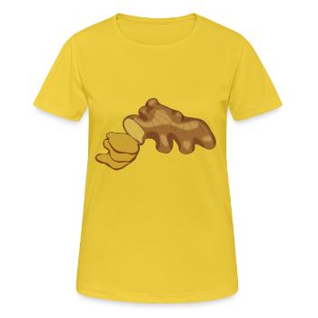 ginger ingwer veggie gemuese vegetable1 - Frauen T-Shirt atmungsaktiv - Sonnengelb - Vorne - AI Model Female 172 dark (172cm)