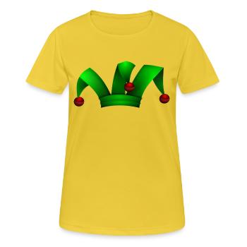 clown harlekin hofnarr kasper komiker narr witzbol - Frauen T-Shirt atmungsaktiv - Sonnengelb - Vorne - AI Model Female 172 dark (172cm)
