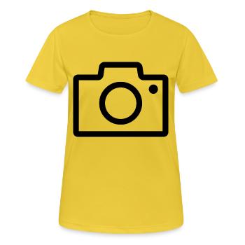 Caméra - T-shirt respirant Femme - jaune soleil - Devant - AI Model Female 172 dark (172cm)